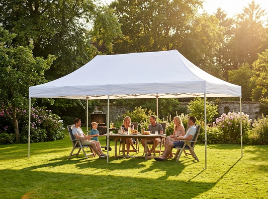 3x6m white pop-up gazebo with steel frame - product detail