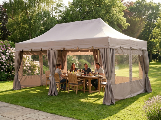 Pop up gazebo 4x6m in latte colour with steel frame for outdoor events - product detail