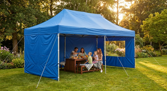 Blue pop-up gazebo with aluminium frame for outdoor events - product detail