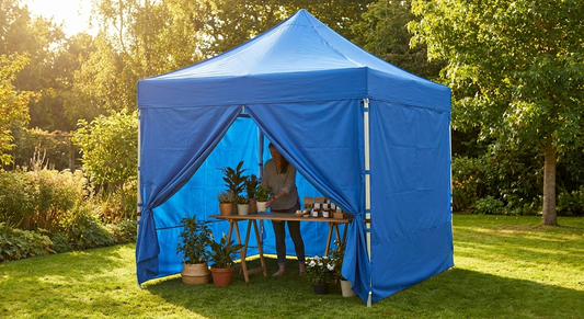 Blue pop-up gazebo with aluminium frame for outdoor events - product detail
