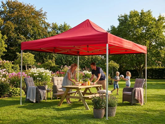 Red pop up gazebo with aluminium frame for outdoor use - product detail