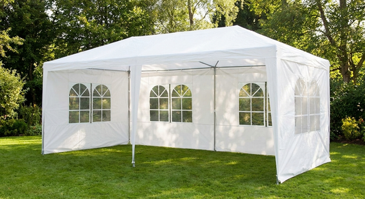 White pop-up gazebo 3x6m with steel frame for outdoor events