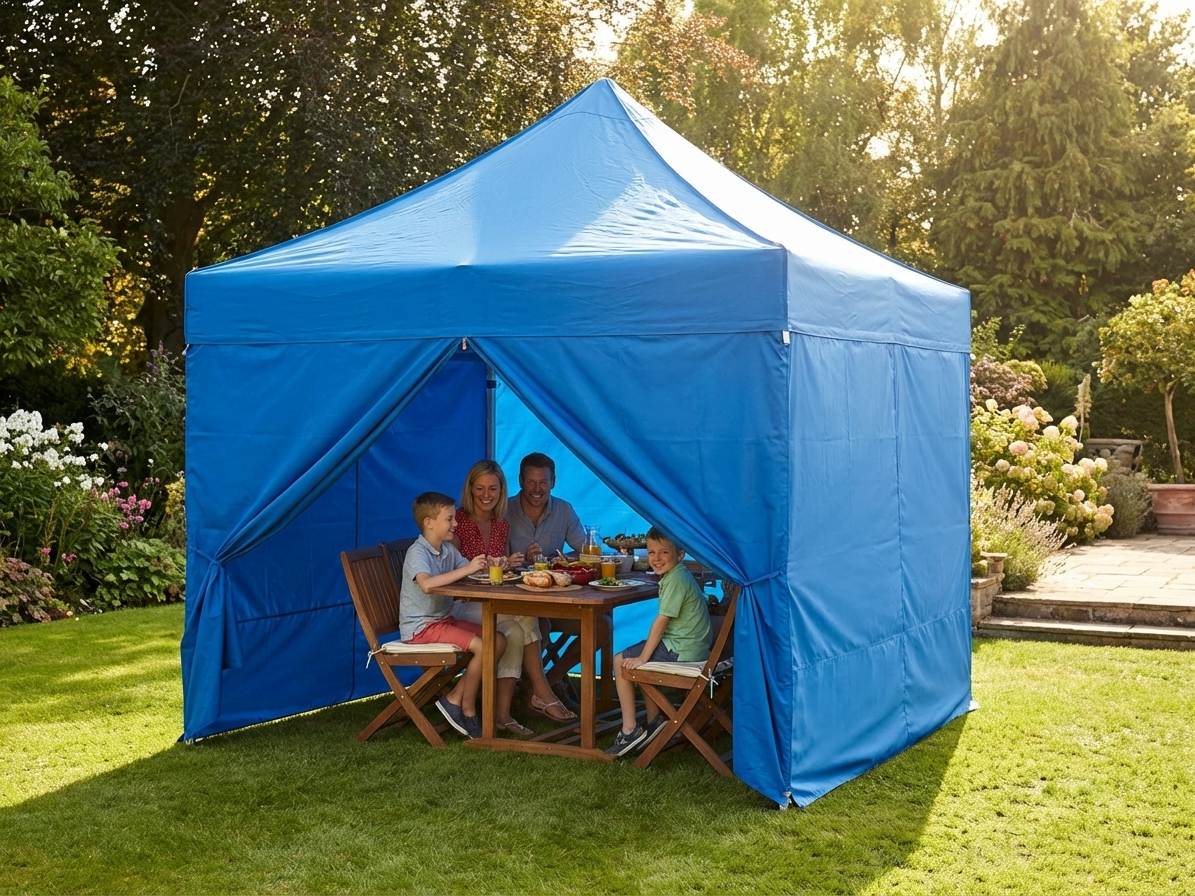 Blue pop-up gazebo with aluminium frame for outdoor events - view 3