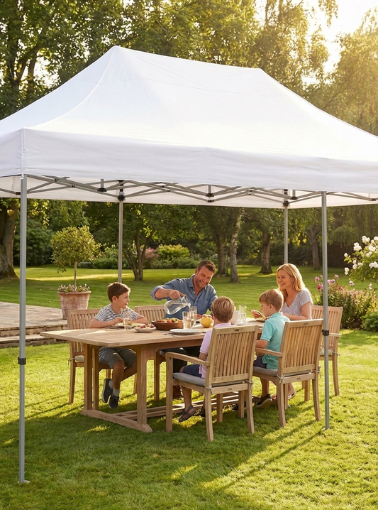 White pop-up gazebo 4x6 m with steel frame for outdoor events - product detail