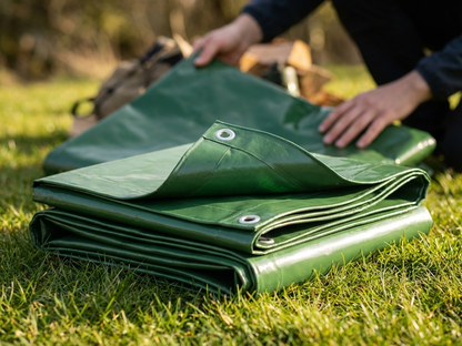 Green PVC tarpaulin 5x7 m, flame retardant for outdoor use