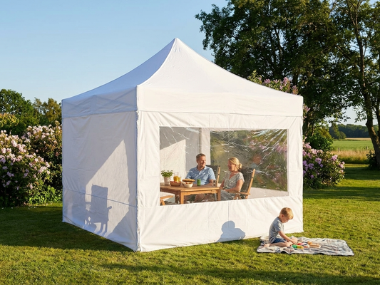 White pop-up gazebo with steel frame for outdoor events - product detail