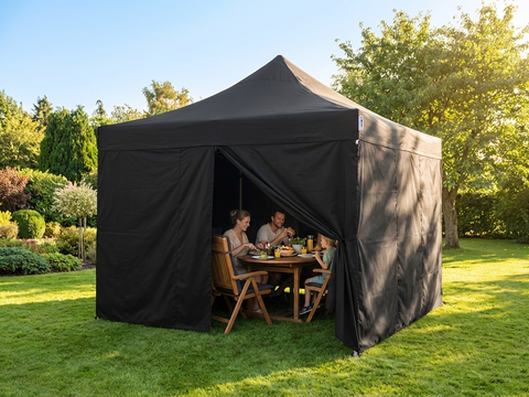 Pop Up Gazebo - 3.5x3.5m Black - Aluminium Frame - Outdoor Events