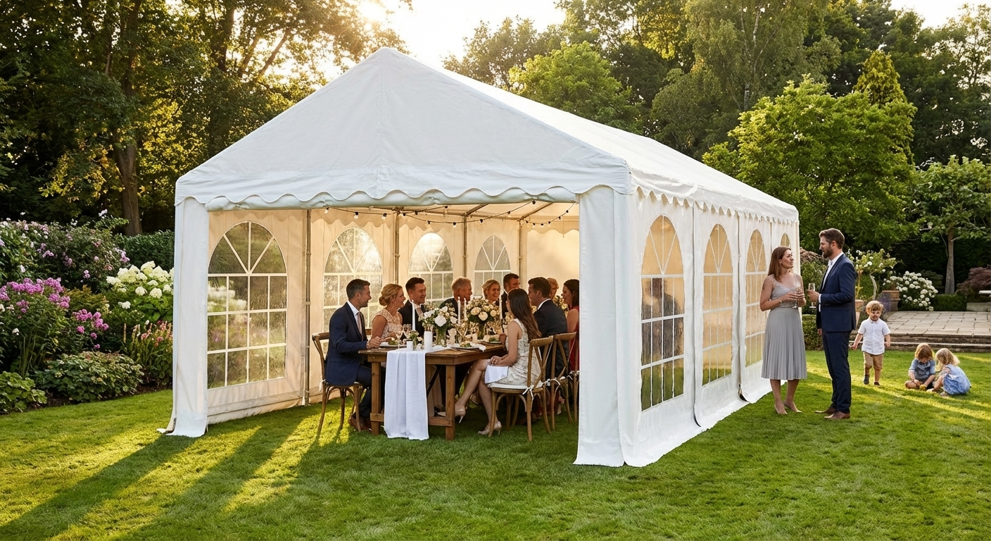 White PVC Marquee 4x8m with Galvanised Steel Frame for Outdoor Events - product detail