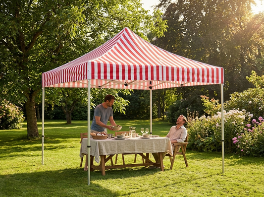 Pop up gazebo 4x4m white and red with aluminium frame