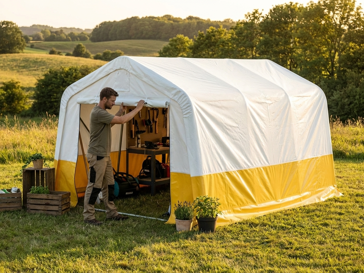 PVC roof cover for storage tent, 3.6x4.8m, white/yellow