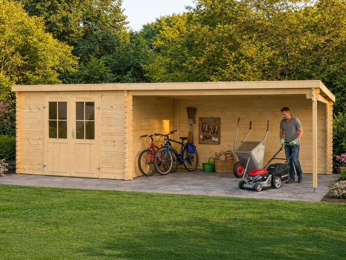 Wooden garden shed made from Nordic Spruce, natural finish - view 3