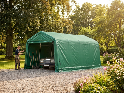 Portable garage roof cover in green, size 3.3x6 m, made from PVC - product detail