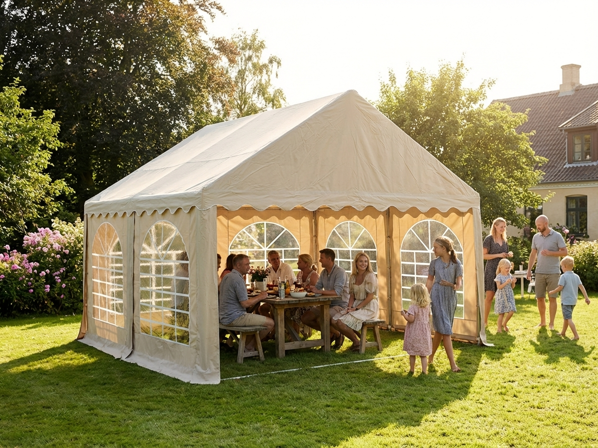 Sand-coloured 4x4 m marquee for outdoor events - view 3