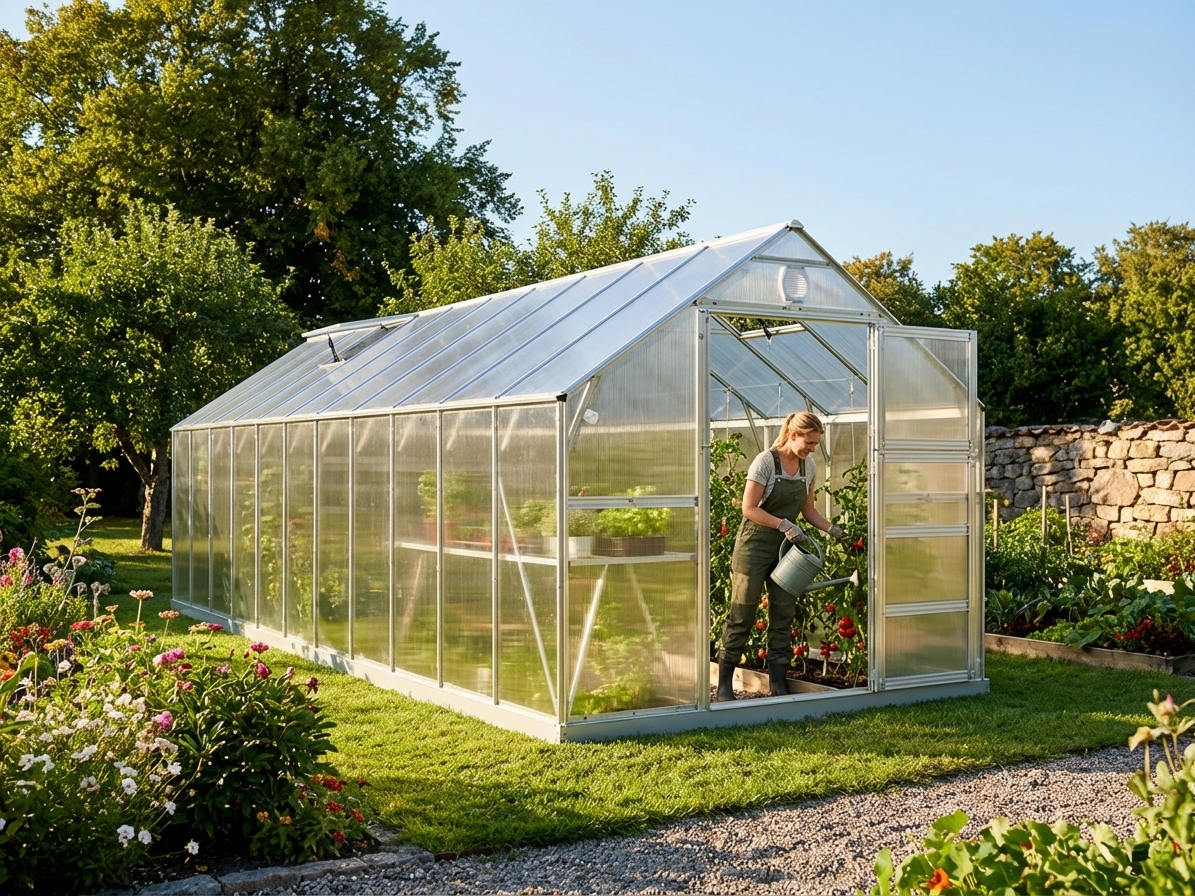 Polycarbonate Greenhouse 23.8 m² Silver with Steel Frame - view 3