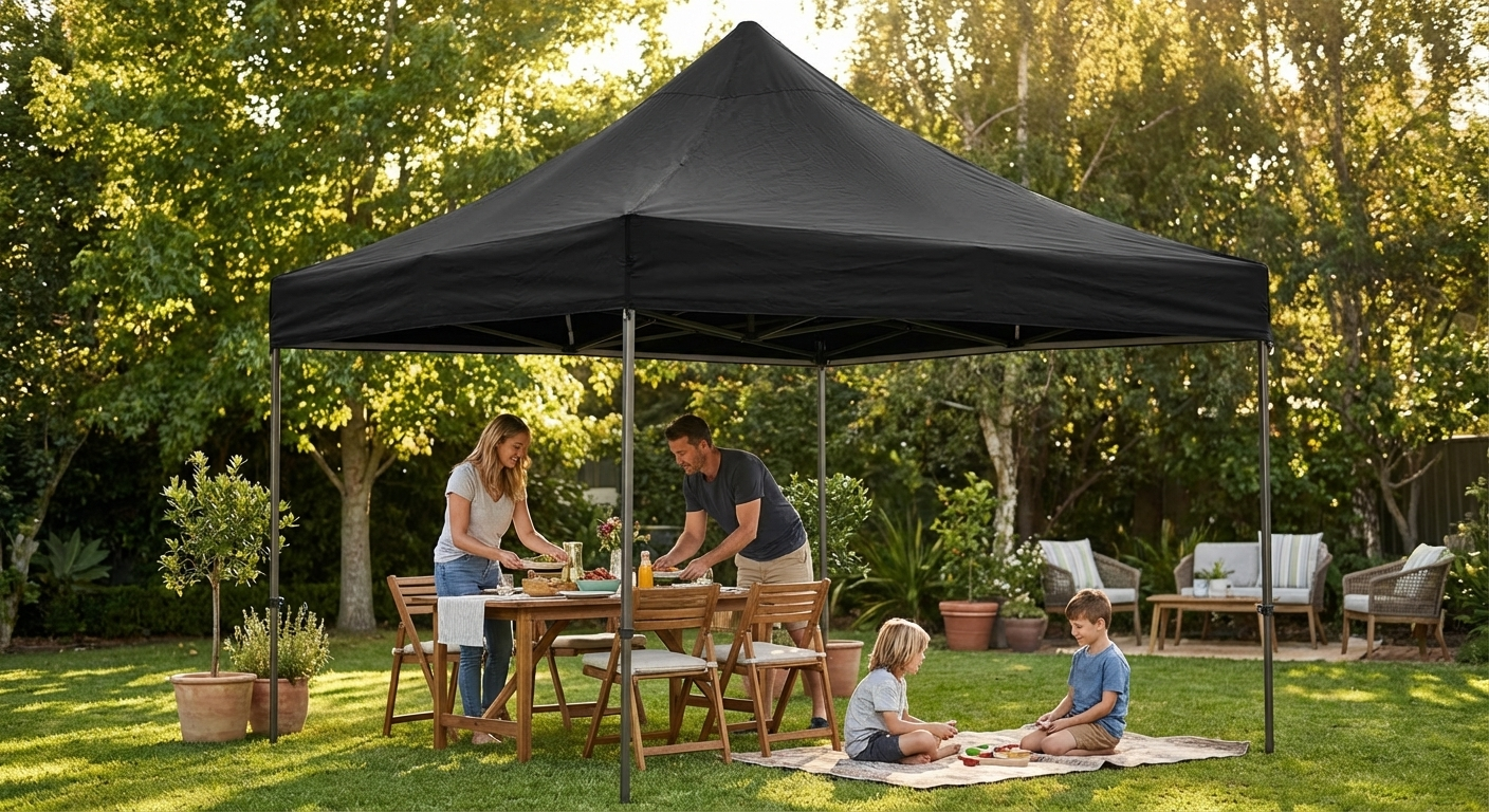 Black gazebo roof cover 4x4m for outdoor events - product detail