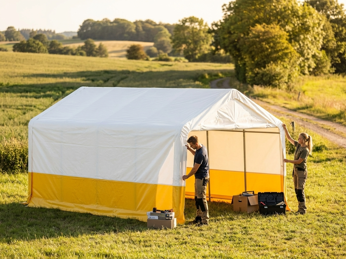 PVC storage tent roof cover in white and yellow, 4x6 m - view 3