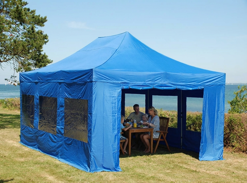 Pop Up Gazebo - 4x6 m Blue - Steel Frame - Outdoor Events