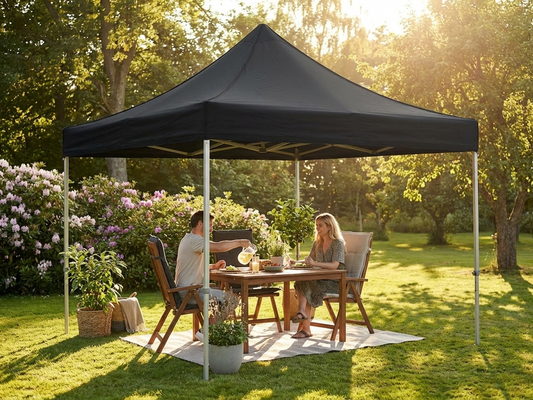 Pop up gazebo with steel frame in black, 3x3m - product detail