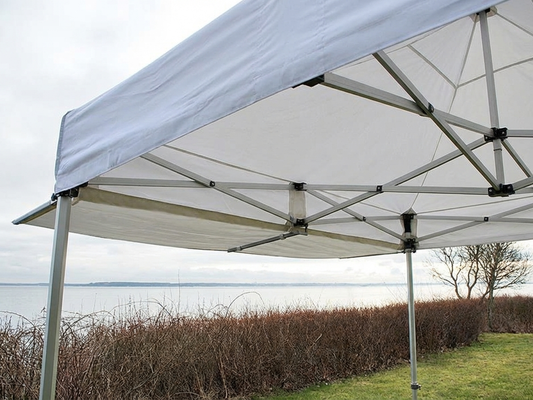 UV-resistant gazebo overhang in white, perfect for outdoor events