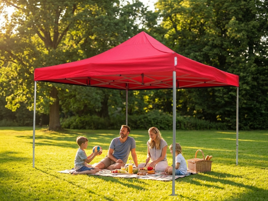 Red pop-up gazebo with aluminium frame, 4x4m size