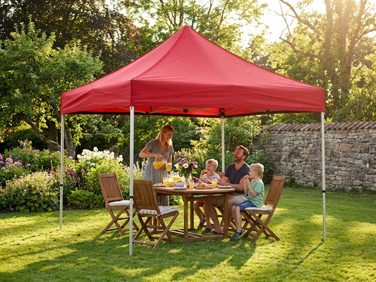 Red pop-up gazebo 3x3m with steel frame for outdoor events - product detail