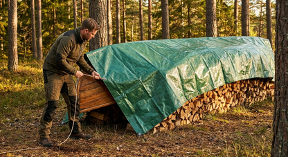Green PVC tarpaulin, 6x12 m, flame retardant for outdoor use - product detail