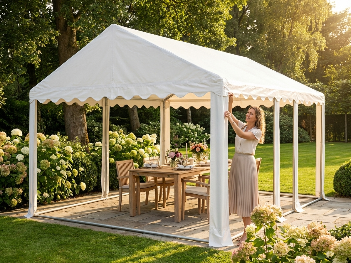 White PVC roof cover for 4x6 m marquee - view 3