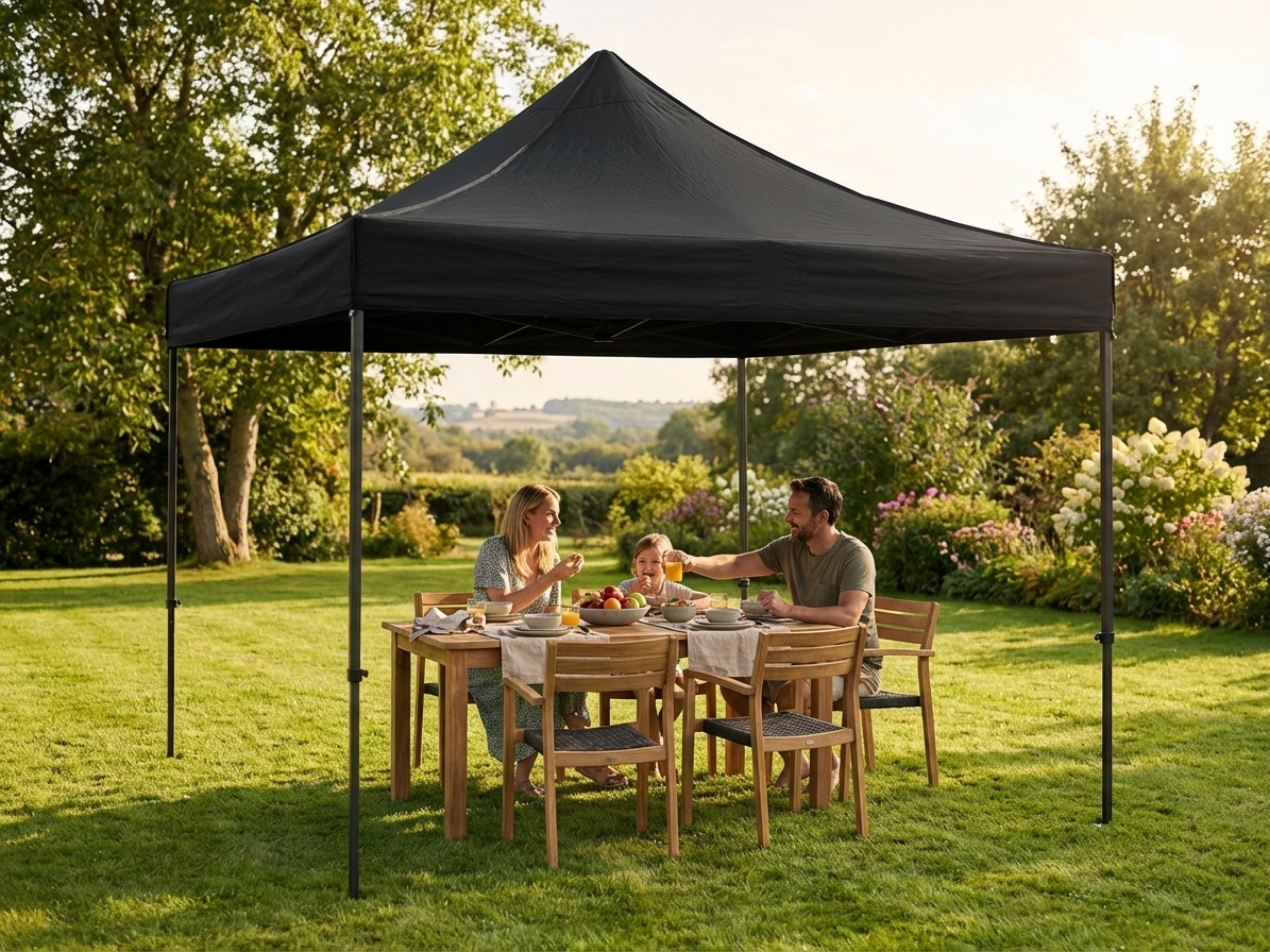Black pop-up gazebo 4x4m with steel frame for outdoor events - view 3