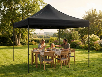 Black pop-up gazebo 4x4m with steel frame for outdoor events - view 3