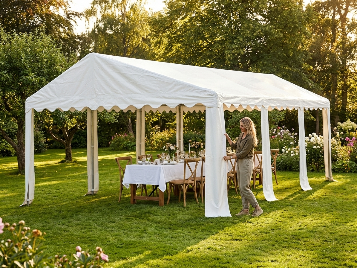 White PVC marquee roof cover 4x10 m for outdoor events - product detail