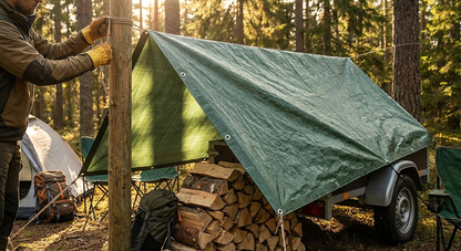 Green PVC tarpaulin 6x8m, waterproof cover