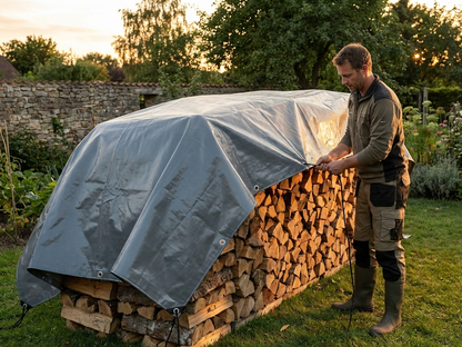 Grey PVC Tarpaulin 6x10 m for Outdoor Use - product detail