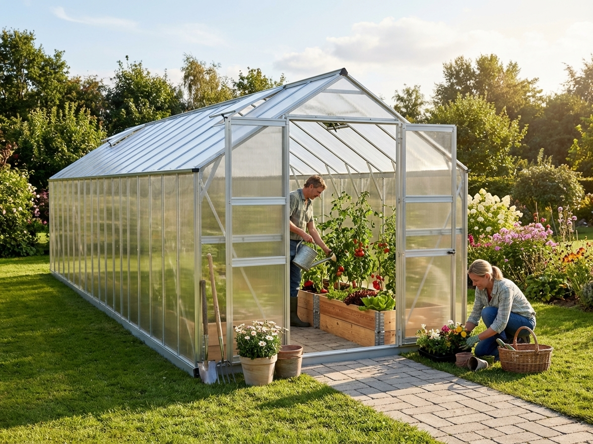 Polycarbonate Greenhouse 23.8 m² Silver with Steel Frame