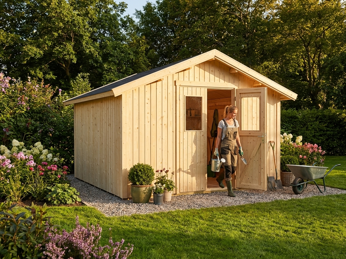 Wooden shed in natural Nordic Spruce for outdoor storage - view 3