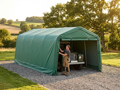 Portable garage roof cover in green, size 3.3x6 m, made from PVC - view 3