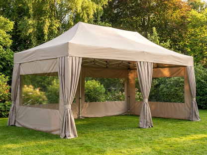 Pop up gazebo in latte colour with aluminium frame for outdoor events