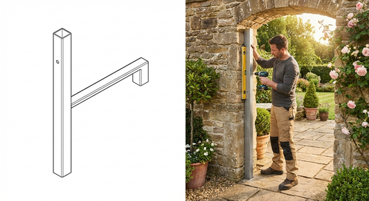Galvanised steel door pillar, 1530 mm, silver colour, industrial use