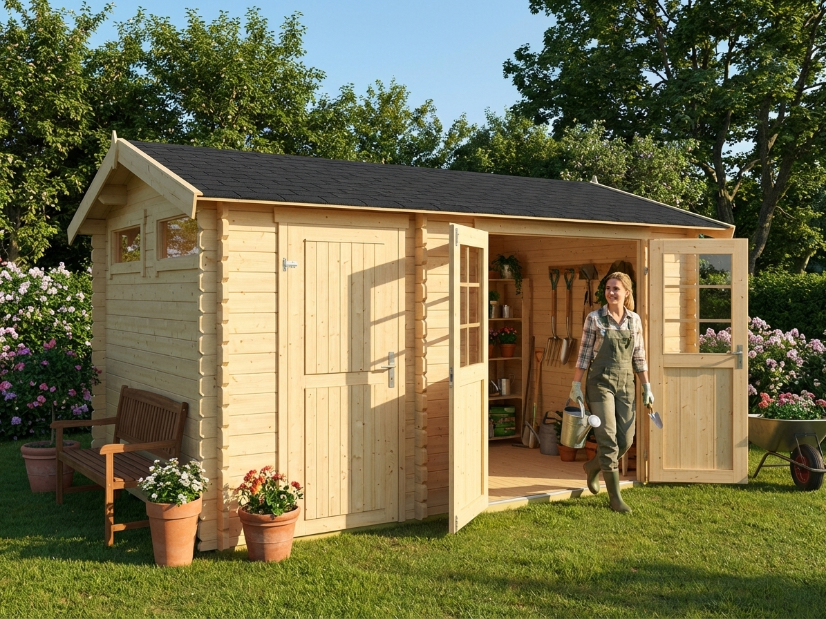Wooden Garden Shed in Natural Colour made from Nordic Spruce