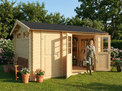 Wooden Garden Shed in Natural Colour made from Nordic Spruce