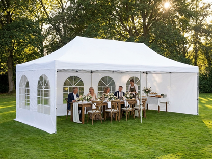 Pop up gazebo 4x8m white with steel frame for outdoor events