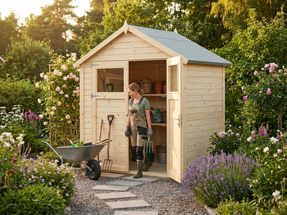 Wooden garden shed made from Nordic Spruce in natural finish - view 3